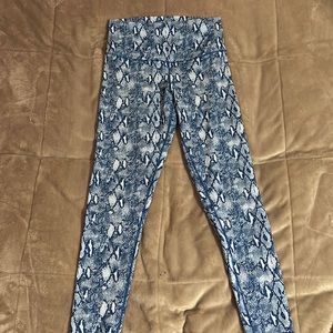 Blue snakeskin leggings